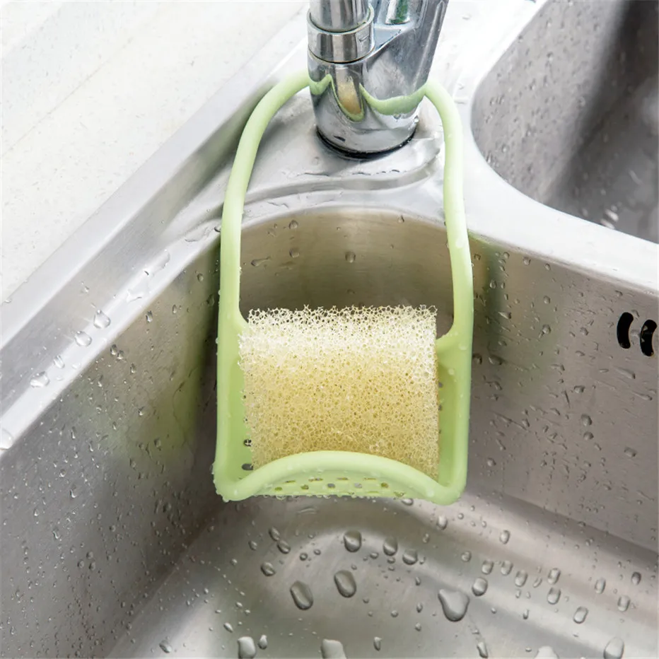 Sink Drain Sponge Holder Sponge Storage Rack Kitchen Bathroom Organizer Soap Draining Storage Basket Hanging Shelf Wash2