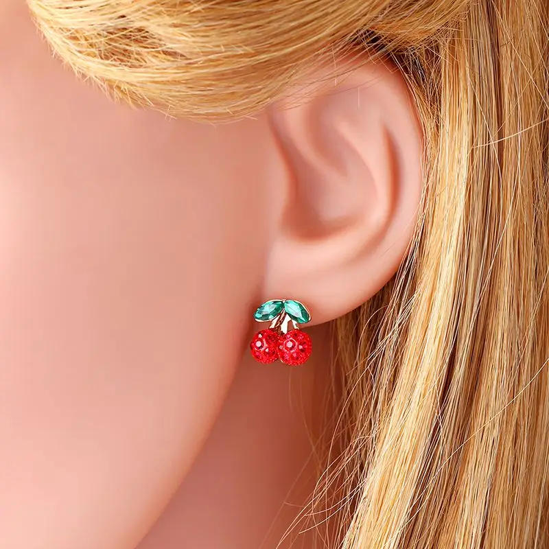 OCESRIO, милые красные серьги-вишенки, ювелирные изделия с кристаллами, детские серьги, золотые клипсы, не прокалываются, клипсы для ушей, модные украшения для детей, ers-j32