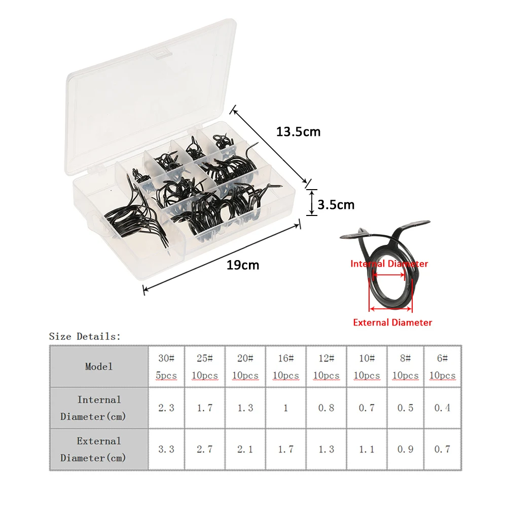 Lixada 75 шт. направляющие кольца для удилища набор наконечник сильная линия кольца направляющие кольца для удилища наконечник Топ Ремонтный комплект с чехлом для карпа