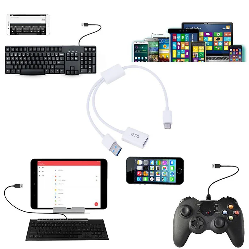 2 в 1 Type C папа к USB 3 Мужской Женский OTG кабель для зарядки данных провод