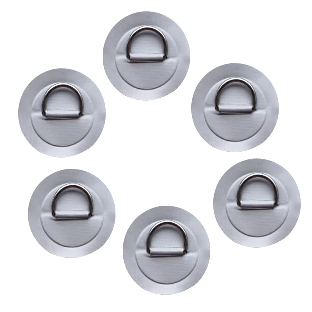 

6 pcs/set 3.15' 316 Stainless Steel D Ring Pad/Patch for PVC Inflatable Boat Raft Dinghy Canoe Kayak Surfboard SUP Rowing Boats
