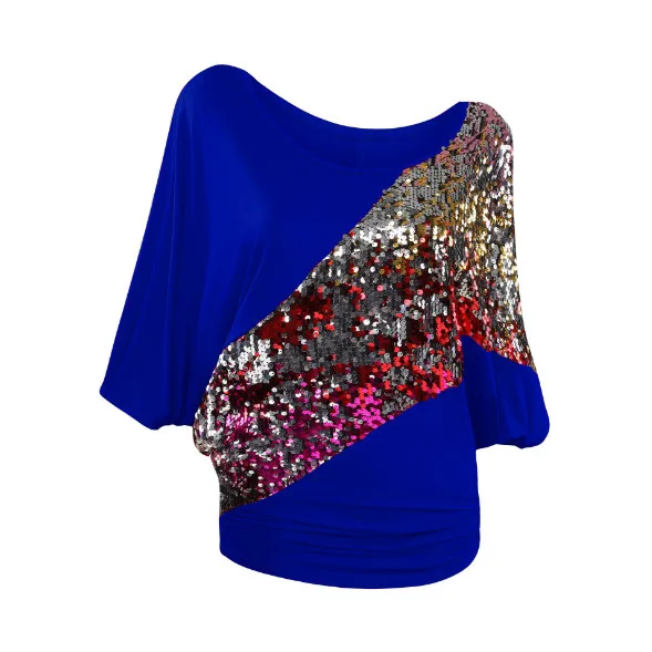 Women's Shimmer Glam Glitter Colorful Sequin Sparkle Shiny Batwing
