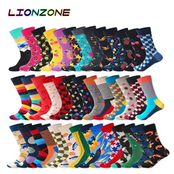 LIONZONE 2 пар/лот красочные экипажа носки для мужчин Calcetines Divertidos износостойкие носки дышащий Велосипедный спорт для верховой езды Happy