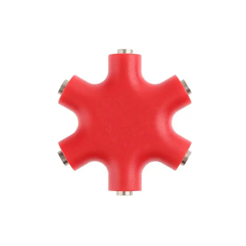 6 в 1 3,5 мм разъем 6 способ многопортовый концентратор Aux Разветвитель для наушников полезный аудио адаптер конвертер наушники аксессуар для телефона ПК - Цвет: Красный