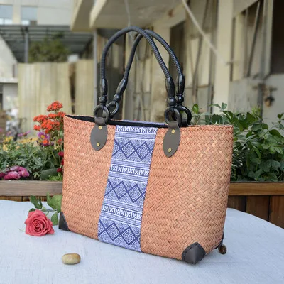 

Fashion national Women Small Shopping Straw bags!Nice Printed Lady Travel Shoulder&Handbags Versatile Sandy beach Casual Totes