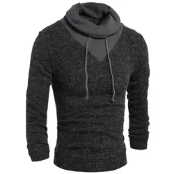 Свитера, пуловеры Для мужчин 2018 мужские брендовые Повседневное тонкие свитера Классический Высокий воротник простой сплошной Цвет Для