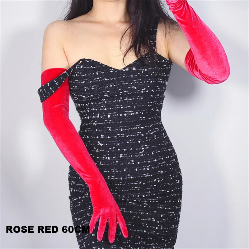 Женские бархатные короткие рукавицы 22 см, розовые, красные модели, высокий эластичный бархат, золотой бархат, сенсорный экран RMH022