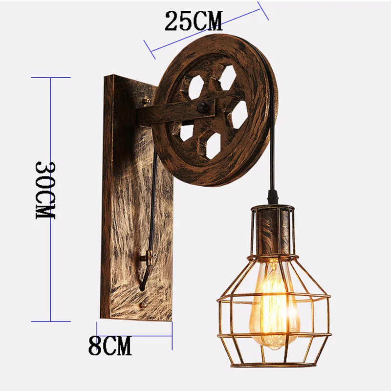 Американские винтажные Настенные светильники Лофт Промышленные Настенные светильники Регулируемый шкив Настенные светильники для ресторана прохода художественный светильник освещение