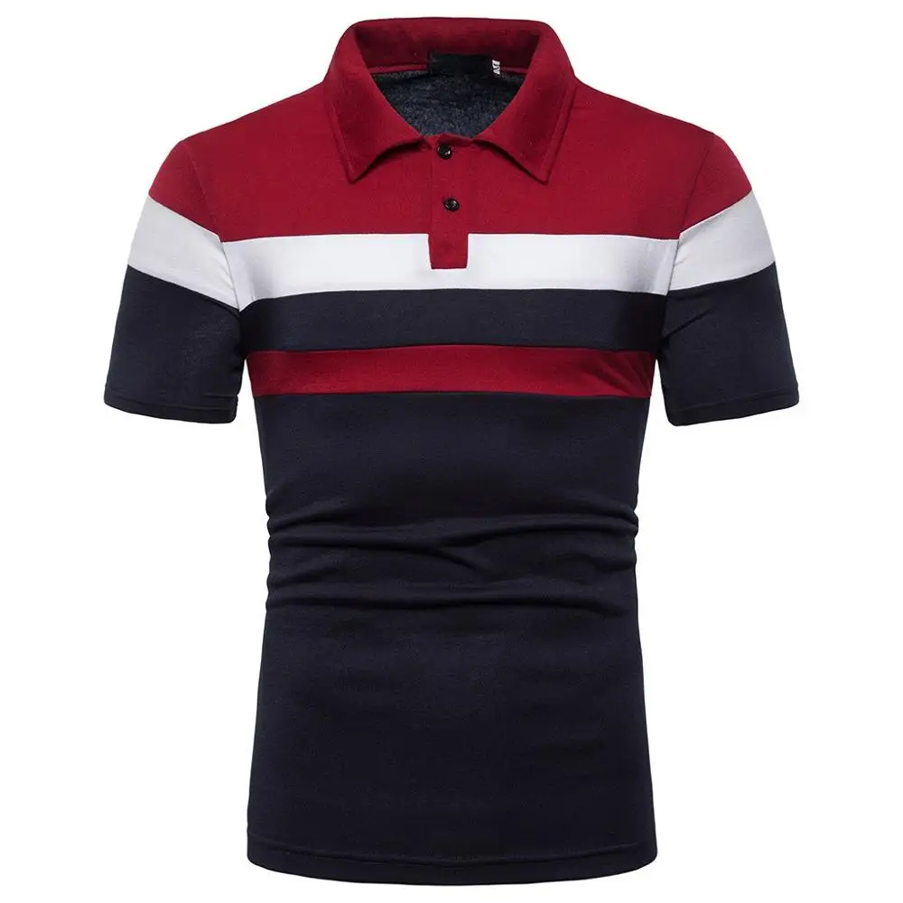 Мужская Летняя Модная рубашка с коротким рукавом Pathwork, повседневная спортивная блузка, дышащая хлопковая рубашка поло с вышивкой - Цвет: Navy