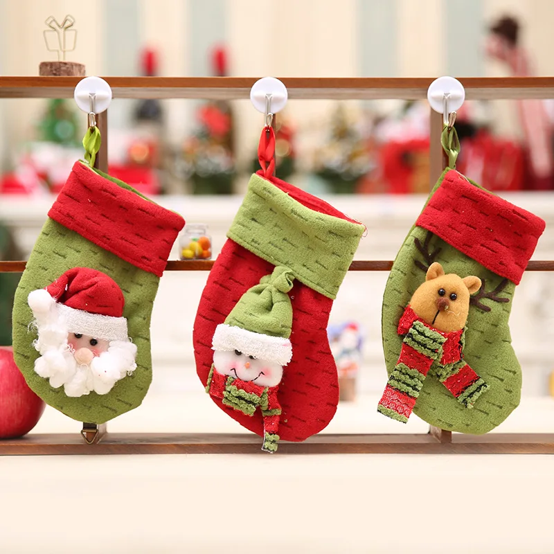 LINGJUN Calcetines de Navidad de Papá Noel con Oso de Nieve Estilo Alce Eve Kids 