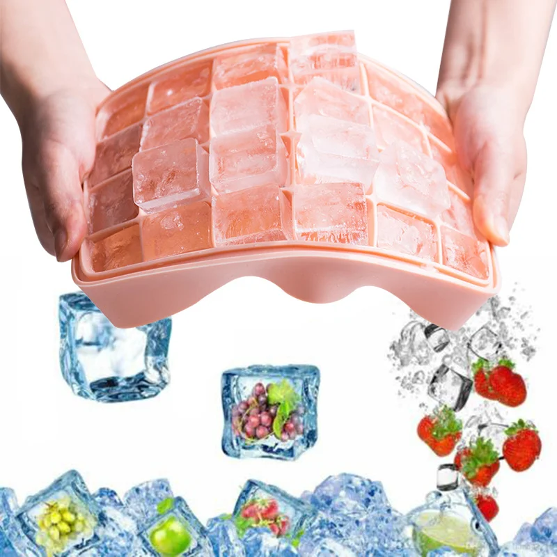 

Silicone Ice Cube Maker Mould Ice Box with Lid Homemade Ice Cube Tray Home Small Freezer Refrigerator Popsicle Ice Cream Molds