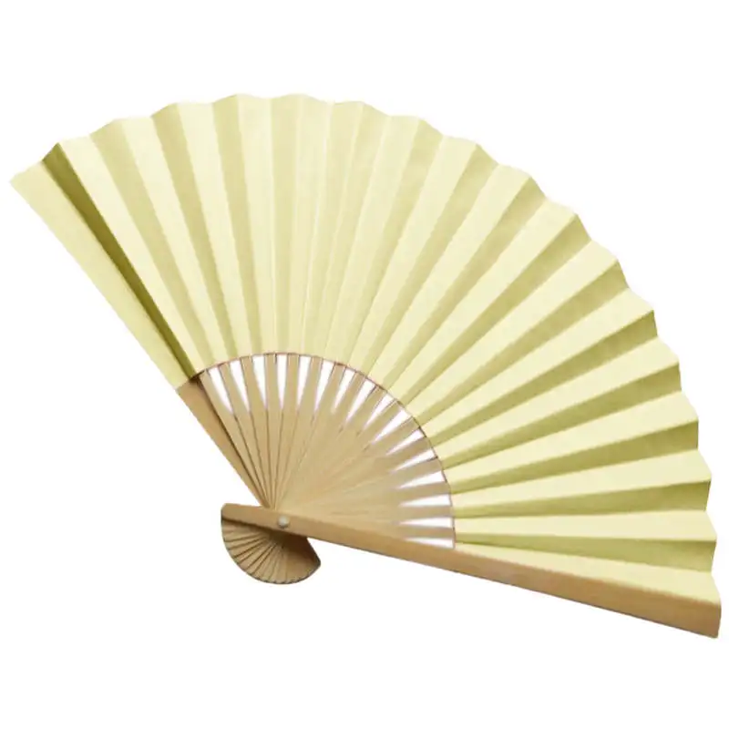 Chinese Wooden Bamboo Folding Hand Fan Wedding Party Flower Pattern GB 
