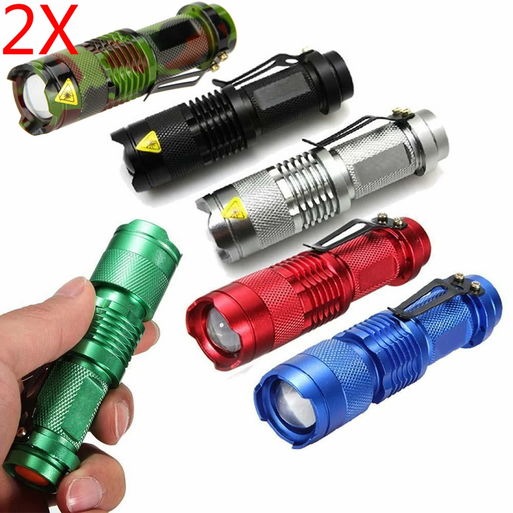 

2pcs High Quality Mini 245LM Waterproof CREE Q5 LED Flashlight 3 Modes Zoomable Torch Lamp Light Lanterna Led Lighting Linternas