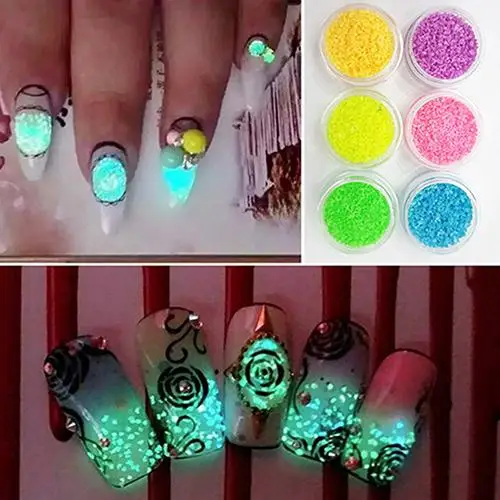 

Hot 1Pc Glitter Luminous Nail Art Sticker Tips Decoration DIY Acrylic Manicure Tool Beauty Supplies