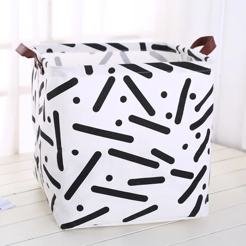 2019 New Organizer Creative Lattice Storage Box Folding Storage Basket Cotton Linen Art Plus Size Toy Laundry Basket Organizador