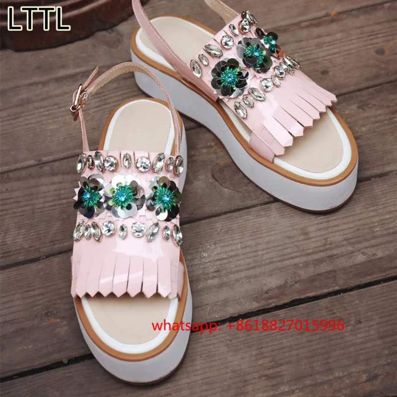 New Fashion Luxury Crystal Creepers Jelly Shoes Of Women Slingback