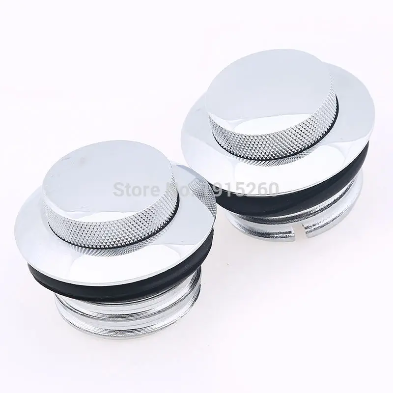 Pair Chrome Motorbike Pop Up Flush Gas Cap Vented Fuel TankCover For