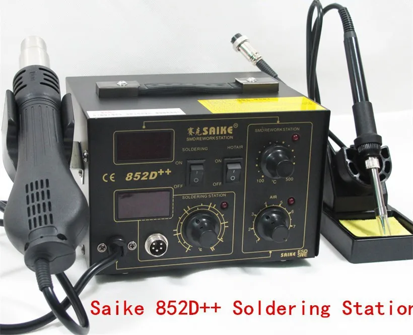 SAIKE 852D++ 220V / 110V 2 in 1 Soldering Iron Hot Air Heat Gun Solder ...