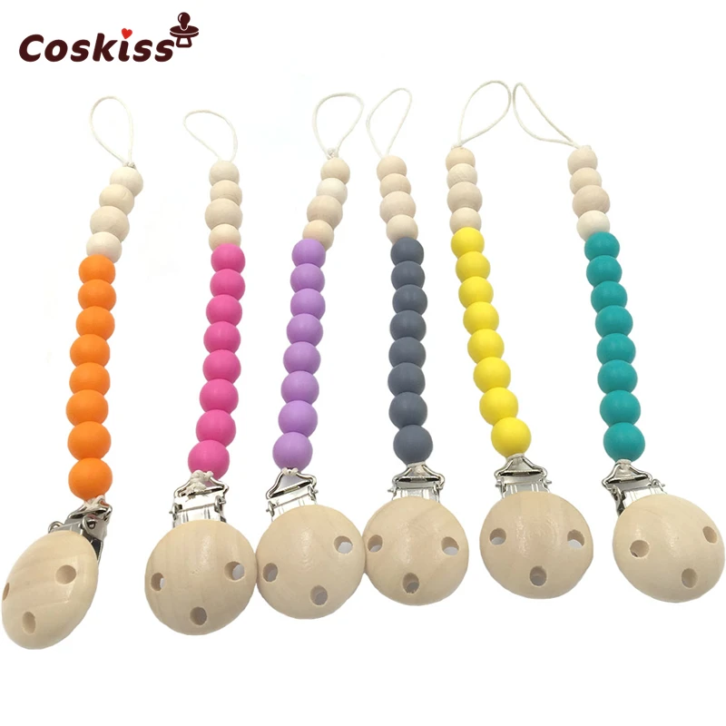 Food Grade Silicone Teething Stone Dummy Baby Pacifier Clip Natural