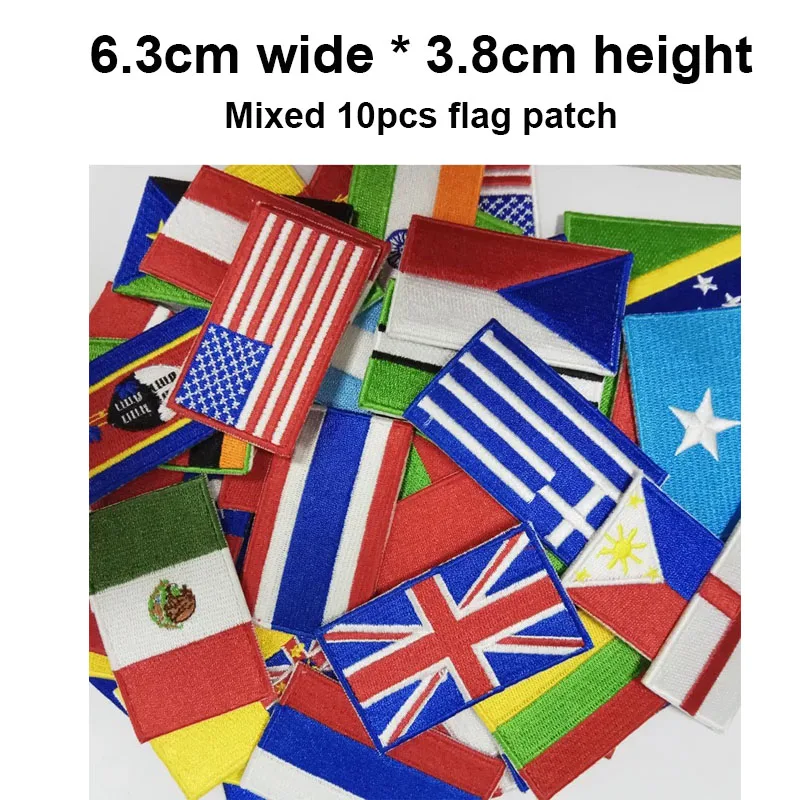 

Arbitrary choice 10pcs our store stock country embroidery flag patch by you free shipping iron on bag left chest all the world