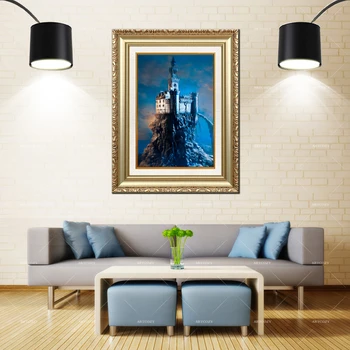 

Artcozy Golden Frame Abstract Carton Tower Wall Pictures For Living Room Waterproof Canvas Painting