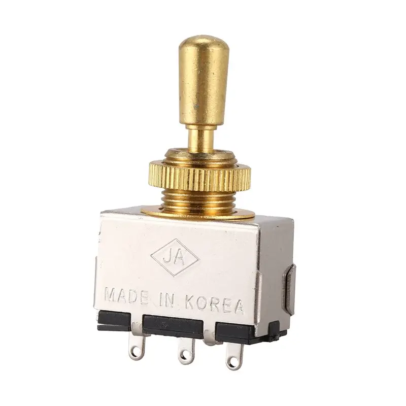 

Metal Electric Guitar 3 Way Box Toggle Switch For With Metal Tip (Gold)