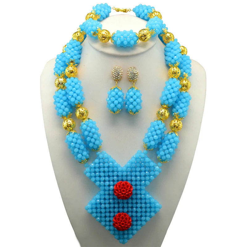 Traditional Crystal Beads Jewelry Set African Beads Jewelry Set Wedding Beads Jewelry Sets Nigerian Necklace Jewelry