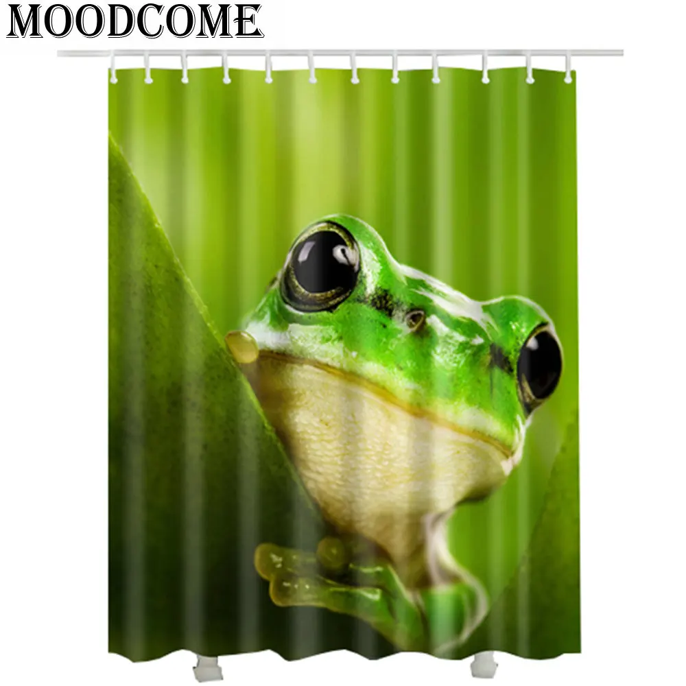 De kikker gedrukt douchegordijn badkamer water proof gordijn polyester stof 3D dier