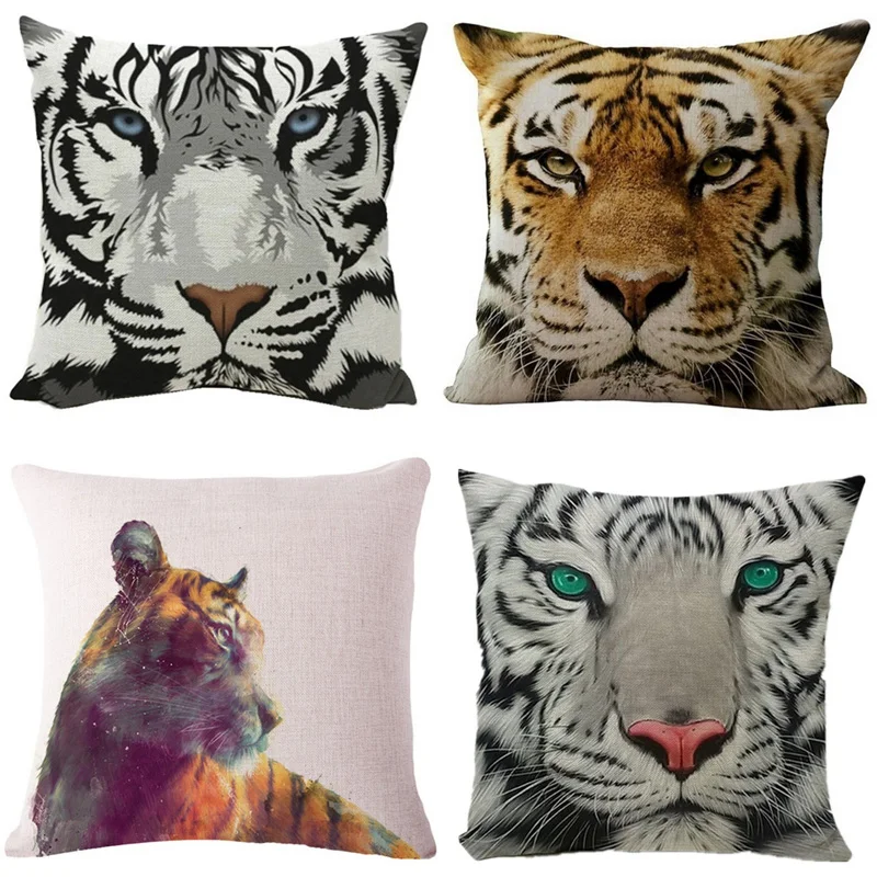 Buy 2018 Cushion Cover Watercolor Tiger Cushion Cotton