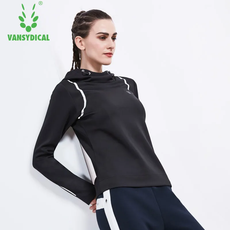 Vansydical женская спортивная куртка с капюшоном для бега фитнес Йога Куртки Топы