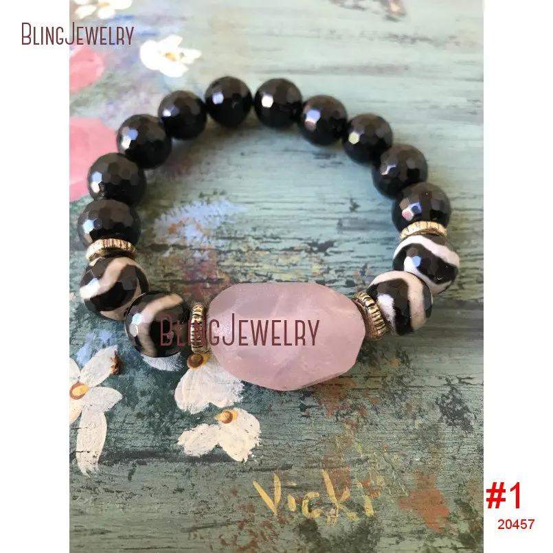 20181207-BM11304-pink and black unique glam stone bracelet boho accessory gift elegant style trendy jewelry_1