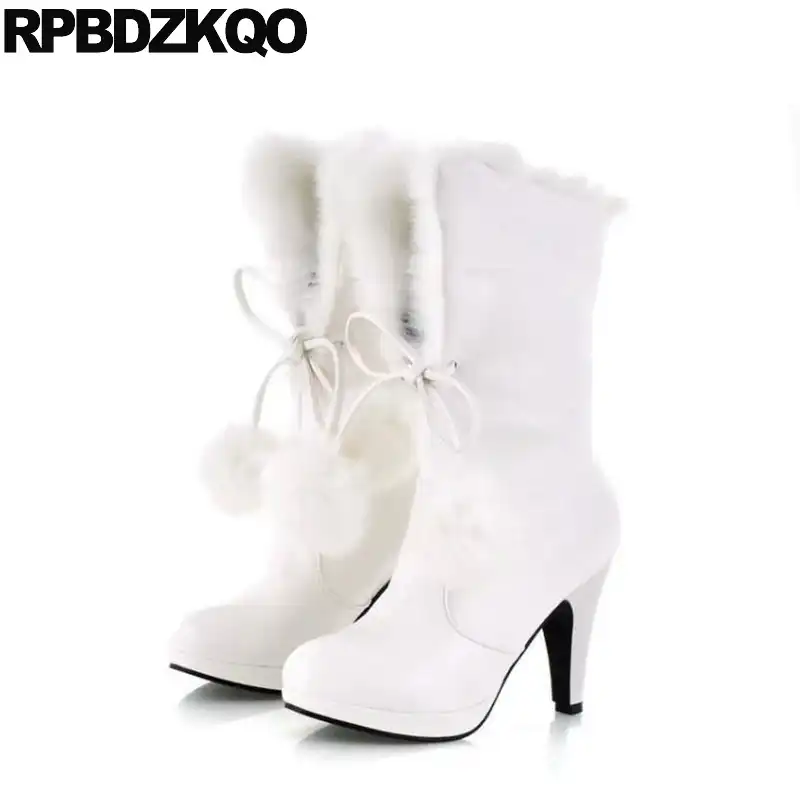 faux fur heel boots