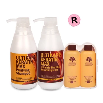 

Magical Treatment 300ml Keratin Hair Straighten Strong Cruly Hair+300ml Deep Cleaning Purifying Shampoo With Free Travel Set