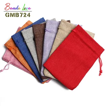 

10pcs 10 x 14cm Burlap Jute Drawstring Gift Jewelry Pouches Bags for Wedding Favors Christmas