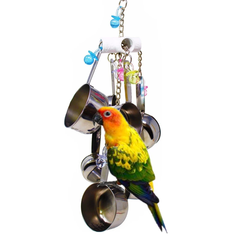 Птица игрушки-качели клетка для попугая висит подняться попугая игрушки для попугая длиннохвостный попугай укусов жевательные игрушки с колокольчиками 40SP25