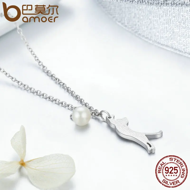 Женское ожерелье из серебра 100% пробы с котенком|fashion jewelry|jewelry fashionsilver jewelry |