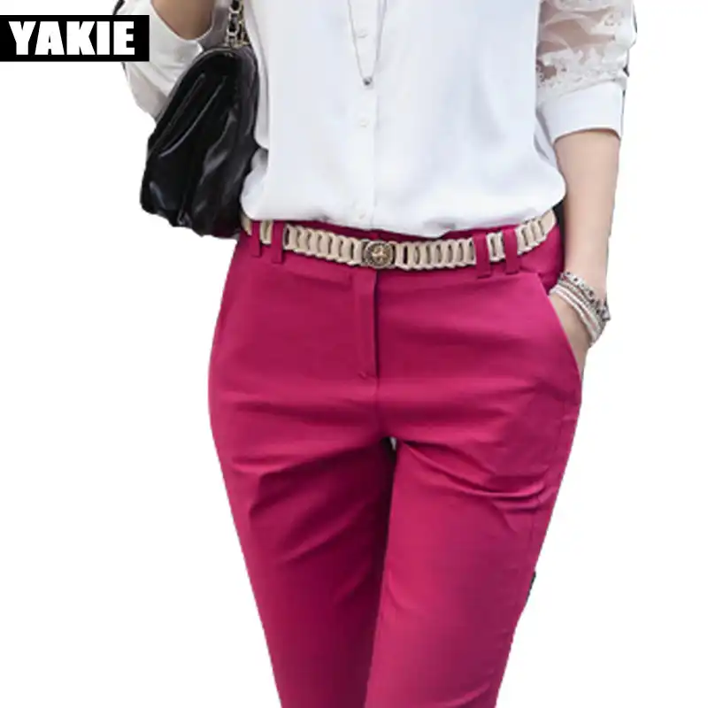 Pantalones De Oficina Elegantes De Cintura Alta Para Mujer