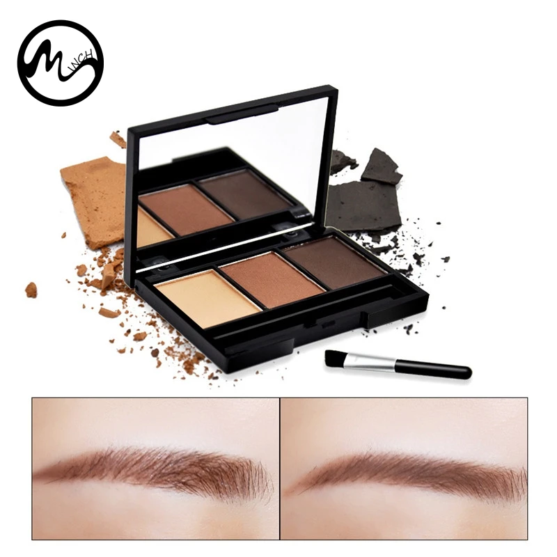 

MINCH Brand Eyebrow Powder Palette 3 Colors Eyebrow Enhancer Palette Professional Brow Cosmetic With Brush Mirror Box