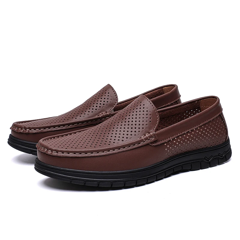 Vancat/Модная Мужская обувь из натуральной кожи; повседневные лоферы с отверстиями; дизайнерская мужская обувь для вождения на плоской подошве; обувь ручной работы; большие размеры 39-46