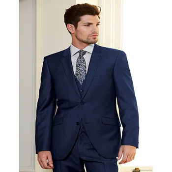 

2020 British Style Tailored Made Navy Blue men suit Notch Lapel Three Pieces Mens Performing Suits Terno Man(jacket+vest+pants)