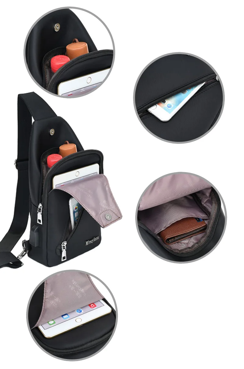 Men Backpack Anti Theft Canvas Chest Bag USB Rechargeable Teenager Single Shoulder Bag Boy Casual Mochila Sac A Dos Homme BP0216 (2)