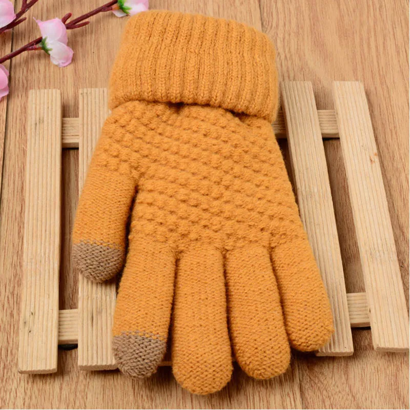 New Girls Boys Winter Gloves Touch Phone Screen Glove Girls Knitted Winter Warm Glove Solid Color Kids Gloves Mittens cheap baby accessories	 Baby Accessories