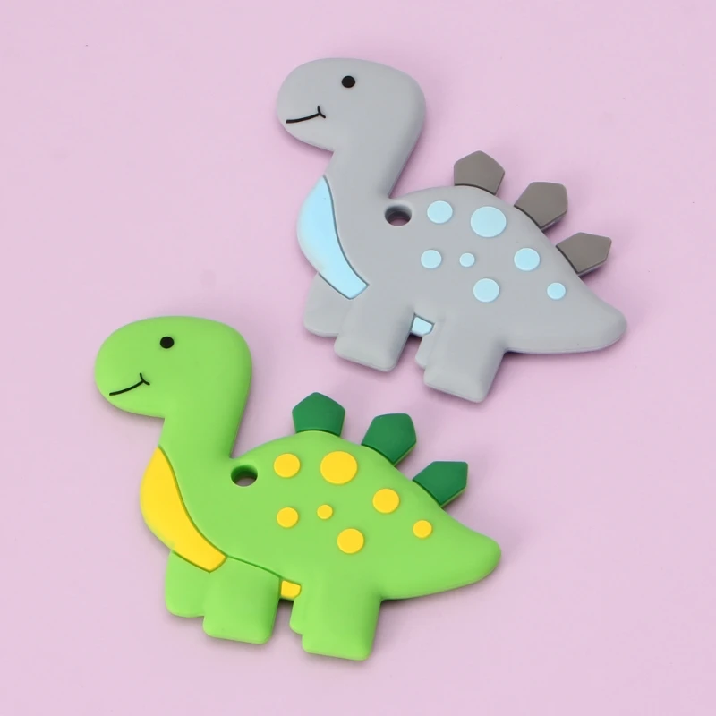 Динозавр Детские Прорезыватели Подвеска Ожерелье Аксессуар BPA бесплатно силиконовые жевательные игрушки