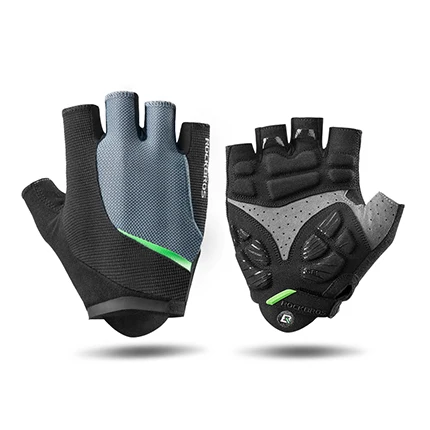 ROCKBROS велосипедные перчатки с полупальцами, гелевая накладка, анти-шок, дышащие, MTB, велосипедные спортивные перчатки, эластичные для мужчин, велосипедные аксессуары bmx - Цвет: Black gray