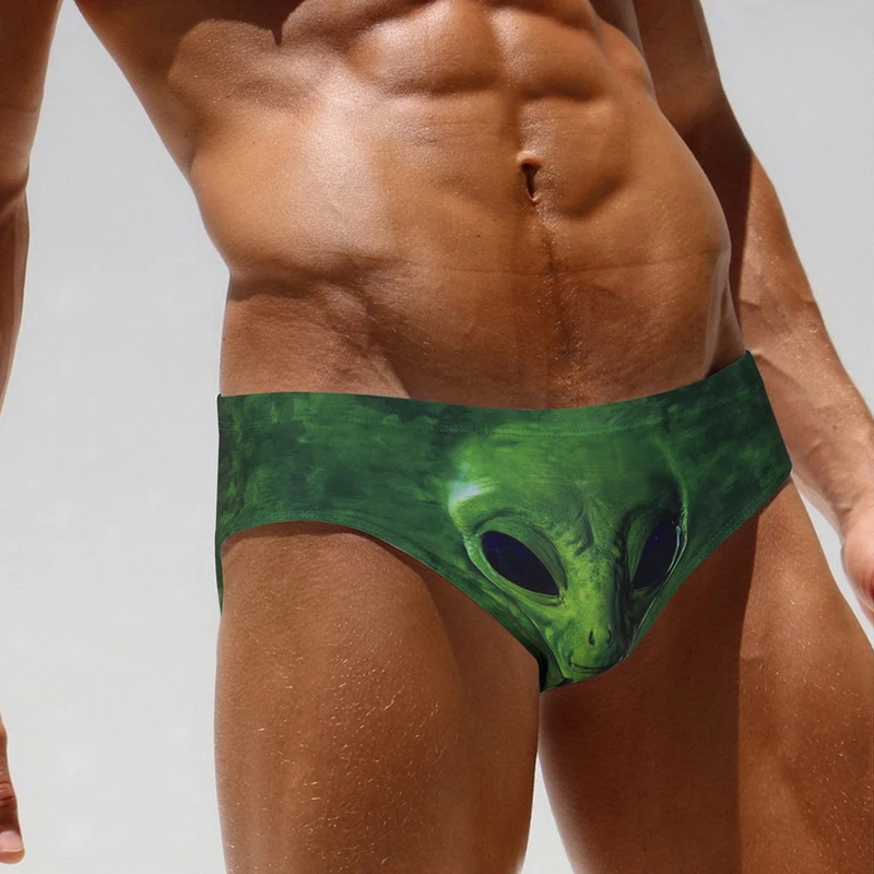 

SD344 Sexy alien printing swimwear men summer beach swimming trunk shorts men swimsuits sunga board surfing swim briefs shorts