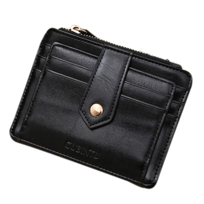 

Unisex Mini Leather Credit Card ID Holder Zipper Money Clip Wallet High Quality Vintage Purse Porte Monnaie Homme #7912
