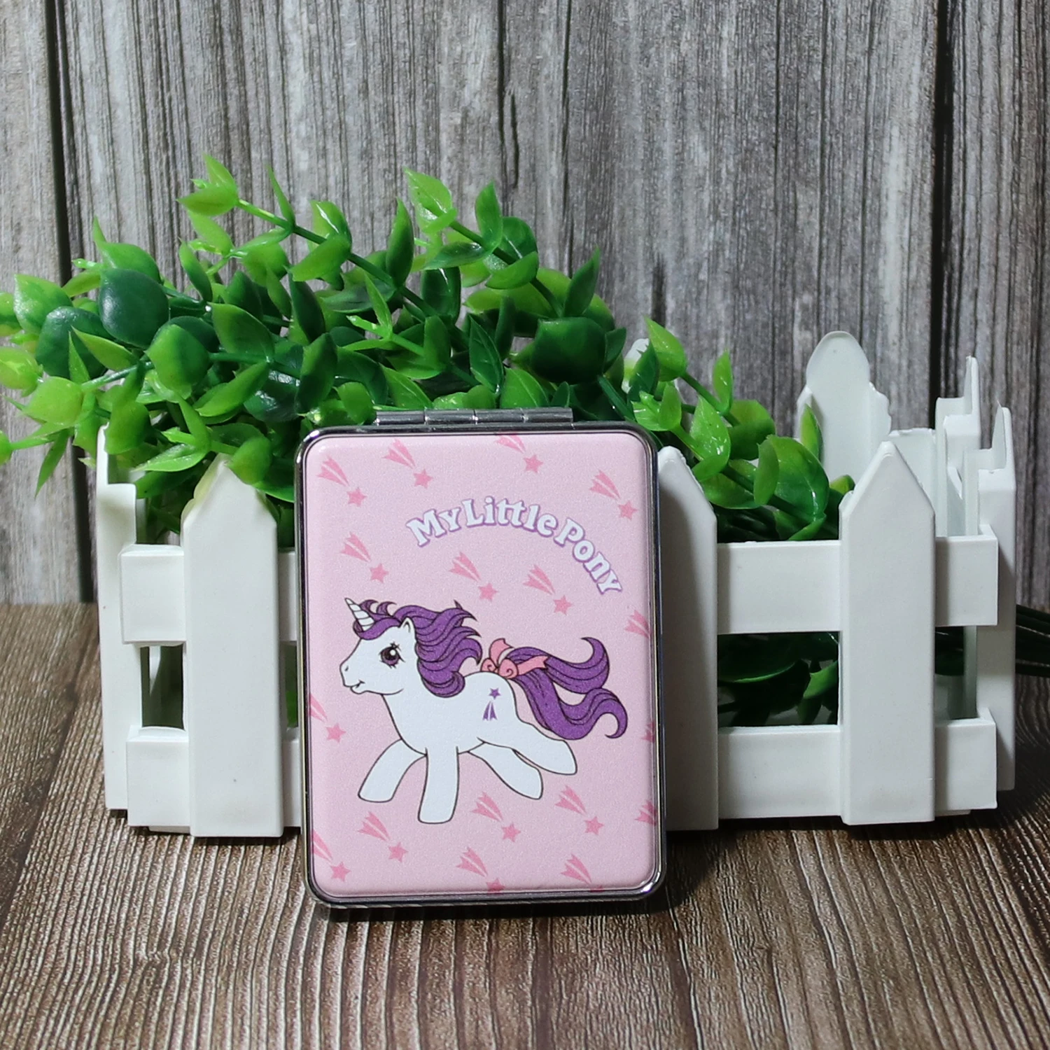 

High quality square shape metal Mylittle pony cosmetic mirror in store can custom
