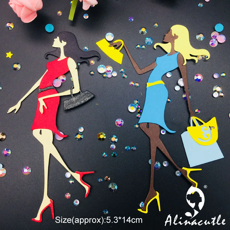 Штампованный металлический режущий Love Shopping Girl Lady Alinacraft альбом для скрапбукинга