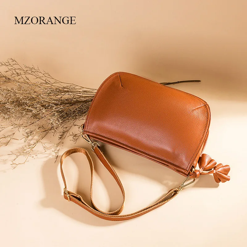 

MZORANGE Brand Simple Small Shell Bag Women Crossbody Bags Genuine Leather Shoulder Messenger Bags Mini Flap Vintage Handbag