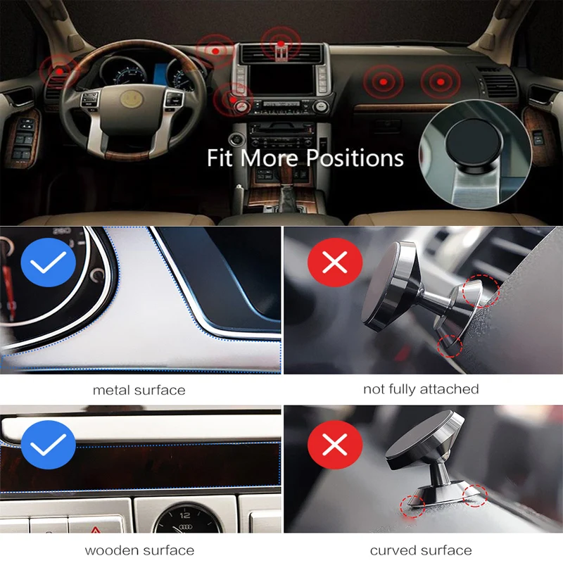 Магнитный держатель для телефона, вращающийся на 360 градусов Автомобильный держатель для Ford Focus 2 3 Fiesta Mondeo Kuga Citroen C4 C5 C3 Skoda Octavia Rapid Fabia